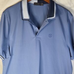 G/FORE Light Blue Polo with White and Navy Accents